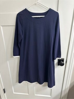 Spartina 449 Navy Fringe-Trim Tunic Dress